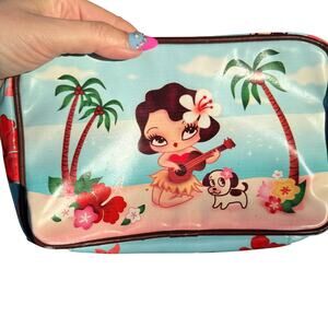 Fluff Luau Girl and Dog Tropical Themed Cosmetics Bag or Pouch